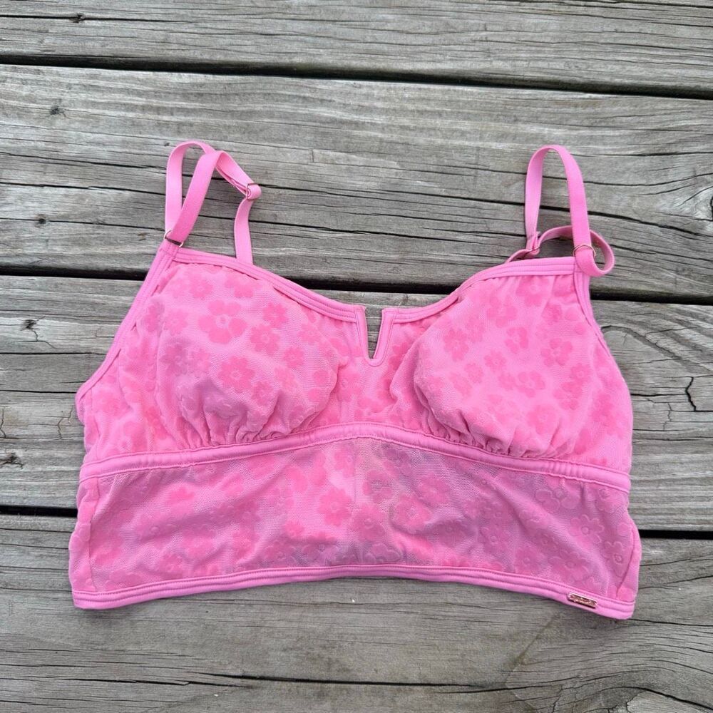 Victoria’s Secret PINK Floral Mesh Bralette NWT Pink Sheer Daisy Lingerie Top